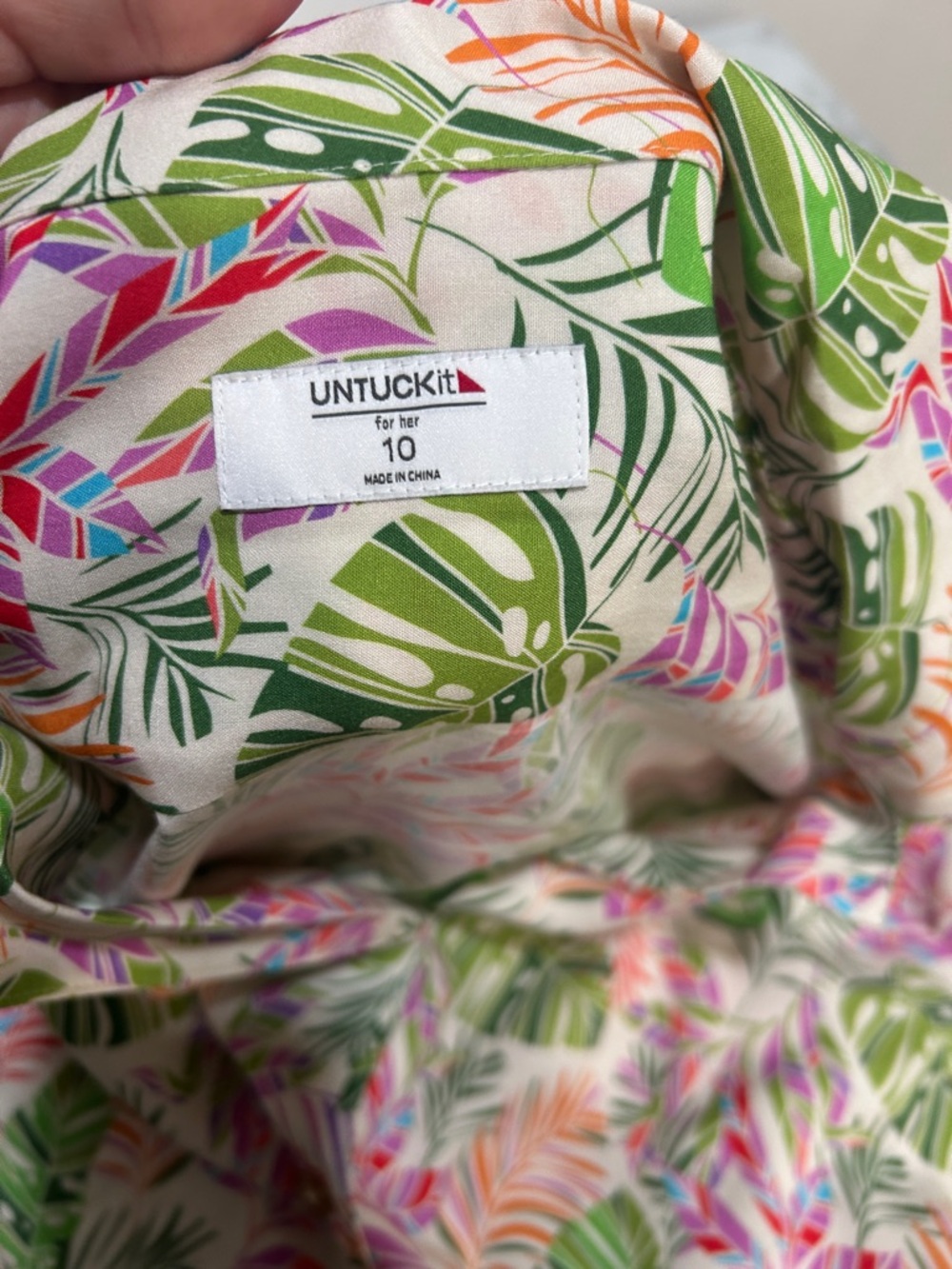 UNTUCKit Women’s JulieTropical Leaf Print Button Front Shirt Dress Sz 10 - Picture 7 of 13